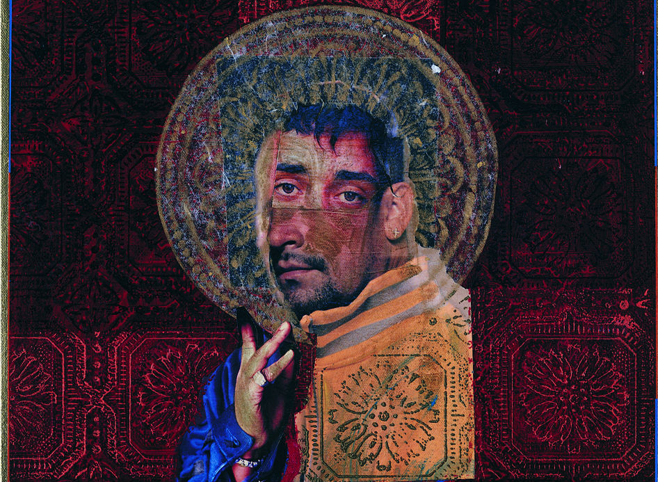 Rodríguez Calero, “Saint Anthony” (1999), acrollage painting, 24 x 18 inches (all images courtesy the artist and El Museo del Barrio unless noted)